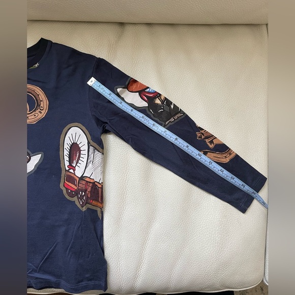 Dolce and Gabbana Navy Blue Long Sleeve Shirt (Unisex) US 7/8 - Picture 5 of 8